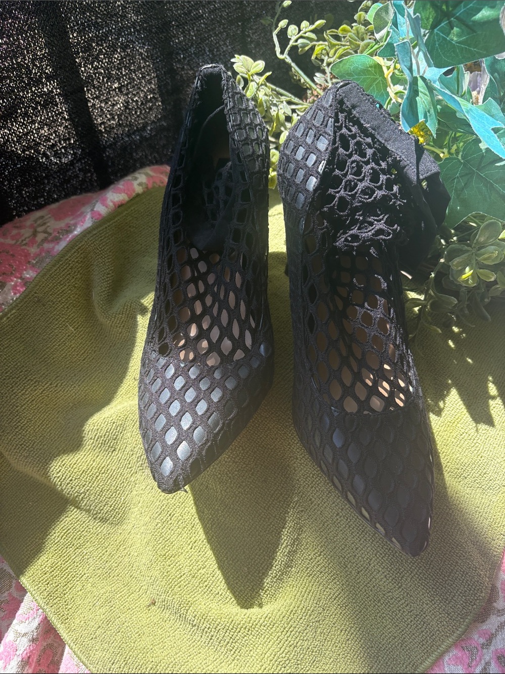 INC International Concepts Black Mesh Pointed Toe Heels